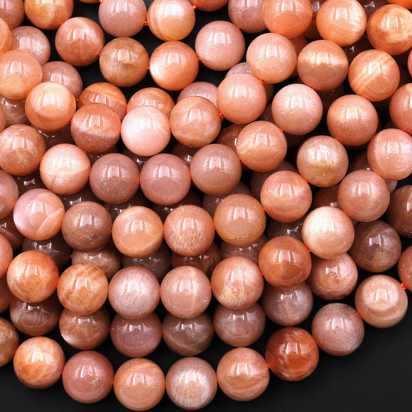 Natural Peach Moonstone 4mm 6mm 8mm 10mm Round Beads 15.5" Strand