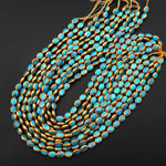 Genuine Natural Turquoise Gold Copper Edging Oval Beads Choose from 5pcs, 10pcs 16" Strand