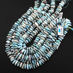 Huge Large Natural Blue Larimar Heishi Wheel Disc Rondelle Bead Center Drilled Slice Raw Rough Hand Chiseled Organic Cut 15.5" Strand