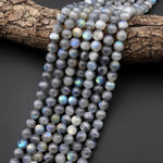 Flashy Natural Light Gray Labradorite 5mm 6mm 7mm 8mm 9mm Round Beads 15.5" Strand