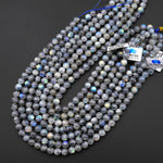 Flashy Natural Light Gray Labradorite 5mm 6mm 7mm 8mm 9mm Round Beads 15.5" Strand