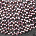 AAA 4x6mm Genuine Silvery Mauve Purple Freshwater Rice Pearl Top Side Drilled Good for Earrings 14" Strand