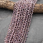 AAA 4x6mm Genuine Silvery Mauve Purple Freshwater Rice Pearl Top Side Drilled Good for Earrings 14" Strand