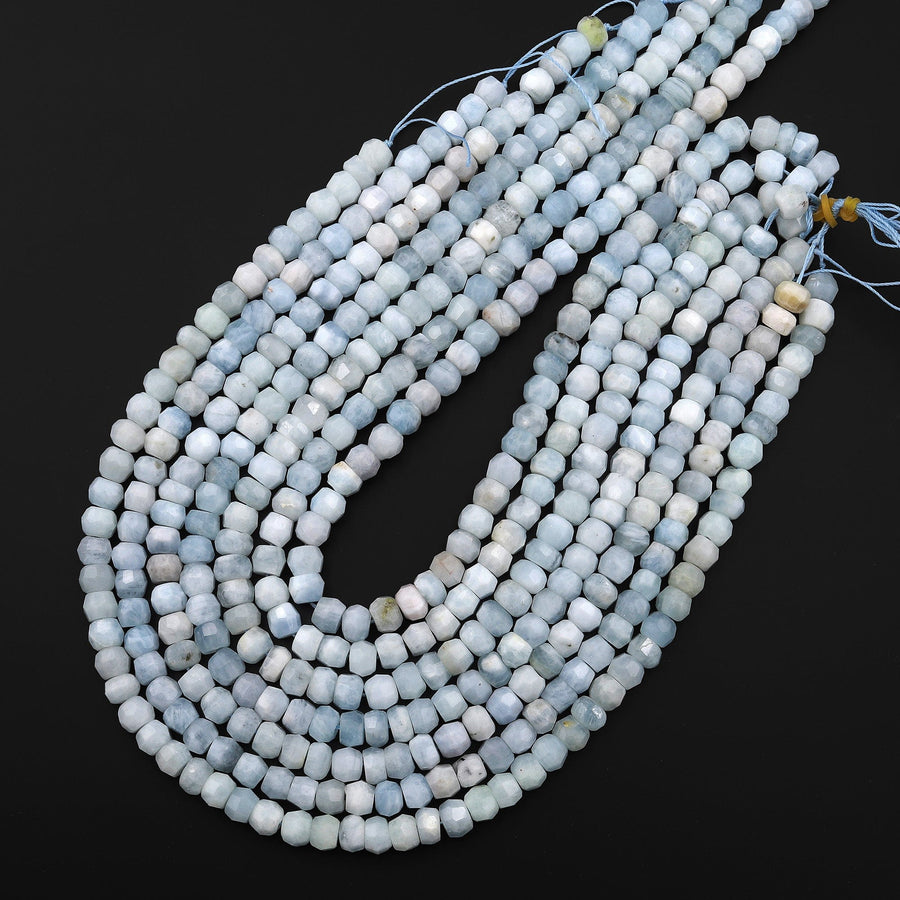 Faceted Natural Light Blue Aquamarine Rondelle Beads 8mm 15.5" Strand