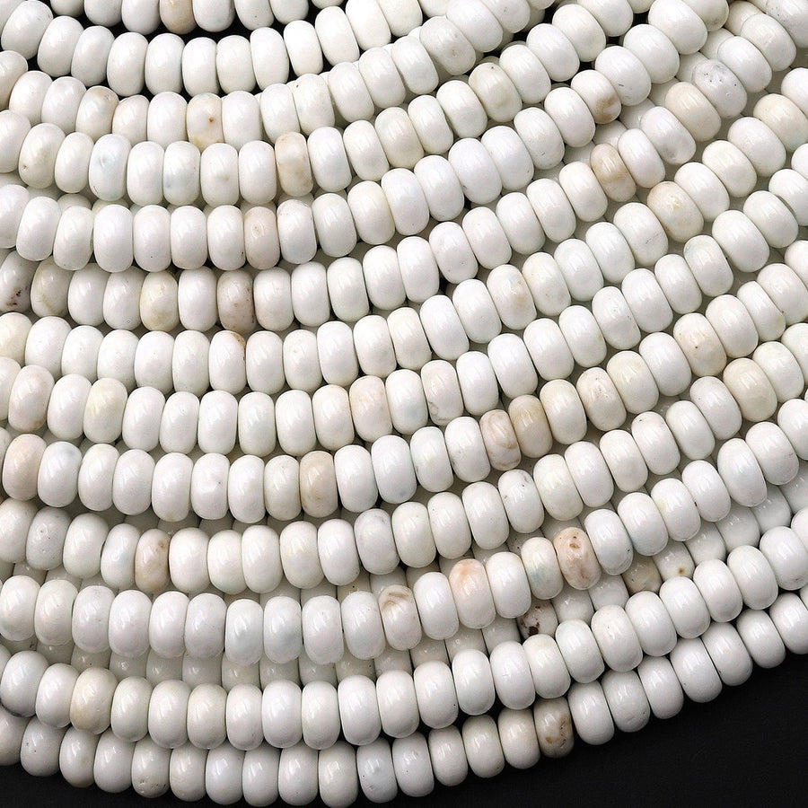 Natural White Turquoise Magnesite Beads 4mm Smooth Rondelle 15.5" Strand