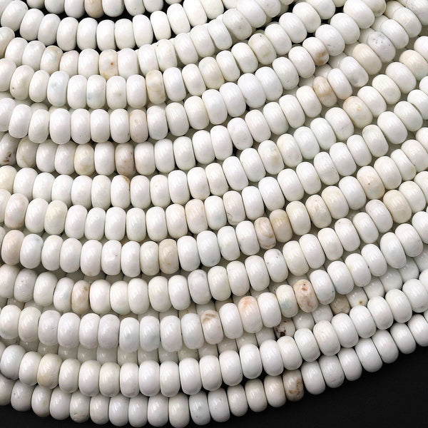 Natural White Turquoise Magnesite Beads 4mm Smooth Rondelle 15.5" Strand