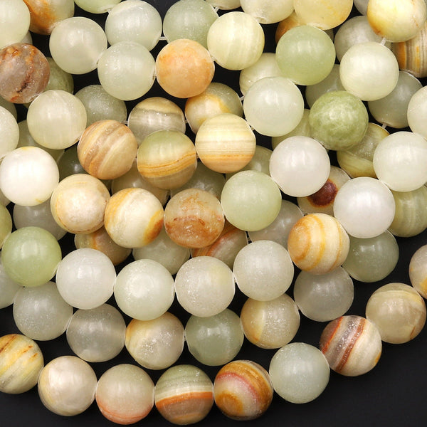 Natural Brown Yellow Green Calcite Round Beads Afghanistan Jade 4mm 6mm 8mm 10mm 15.5" Strand
