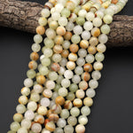 Natural Brown Yellow Green Calcite Round Beads Afghanistan Jade 4mm 6mm 8mm 10mm 15.5" Strand