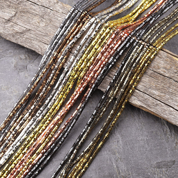 2mm Titanium Hematite Hexagon Beads Center Drilled Faceted Spacer Rose Gold Silver Bronze Copper Champagne Black Beads 15.5" Strand