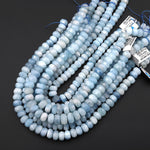 Large Faceted Natural Blue Aquamarine Rondelle Thick Wheel 8mm 9mm 10mm 12mm Beads 15.5" Strand