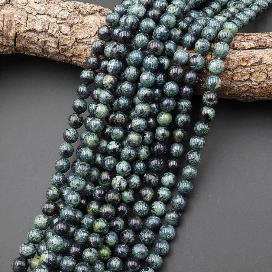 Kambaba Jasper 6mm 8mm 10mm Round Beads Aka Natural Green Camouflage Jasper 16" Strand