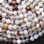 Faceted Natural Montana Agate 6mm 8mm Round Beads 15.5" Strand