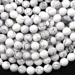 Faceted Natural White Howlite 6mm 8mm 10mm Round Beads 15.5" Strand