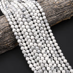 Faceted Natural White Howlite 6mm 8mm 10mm Round Beads 15.5" Strand