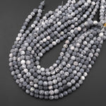 Matte Natural Black Spider Web Jasper 4mm 6mm 8mm 10mm Round Beads 15.5" Strand