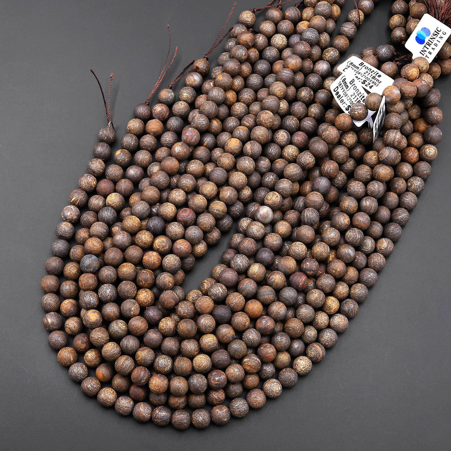 Matte Natural Bronzite 4mm 6mm 8mm10mm Round Beads 15.5" Strand