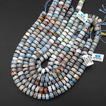 Natural Multicolor Aquamarine Matte Thick Rondelle Wheel Beads Center Drilled 15.5" Strand