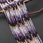 Faceted Multicolor Mixed Gemstone Round Beads 3mm 4mm Sunstone Amethyst Black Spinel 15.5" Strand