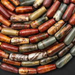 Natural Red Creek Jasper Long Teardrop Beads Aka Multi Color Picasso Jasper 15.5" Strand