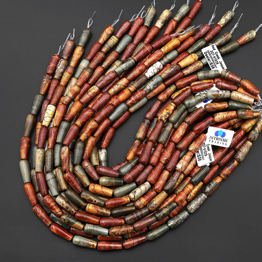 Natural Red Creek Jasper Long Teardrop Beads Aka Multi Color Picasso Jasper 15.5" Strand