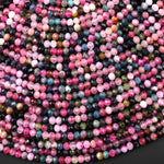 AAA Natural Pink Blue Green Tourmaline Faceted 4mm Rondelle Beads Gemstone 15.5" Strand