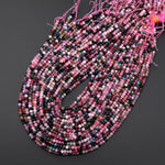 AAA Natural Pink Blue Green Tourmaline Faceted 4mm Rondelle Beads Gemstone 15.5" Strand