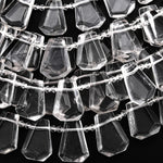 Natural Rock Crystal Quartz Faceted Trapezoid Tapered Teardrop Top Side Drilled Healing Crystal Beads 15.5" Strand