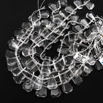 Natural Rock Crystal Quartz Faceted Trapezoid Tapered Teardrop Top Side Drilled Healing Crystal Beads 15.5" Strand