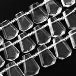 Natural Rock Crystal Quartz Faceted Trapezoid Tapered Teardrop Top Side Drilled Healing Crystal Beads 15.5" Strand