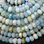 Large Natural Multicolor Aquamarine Faceted Rondelle Beads 8mm 15.5" Strand