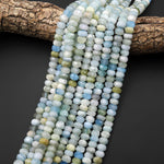 Large Natural Multicolor Aquamarine Faceted Rondelle Beads 8mm 15.5" Strand
