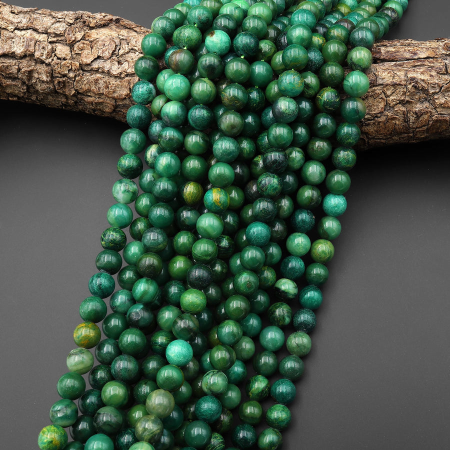 Natural African Green Jade Beads 4mm 6mm 8mm 10mm Smooth Round Gemstone Beads 15.5" Strand