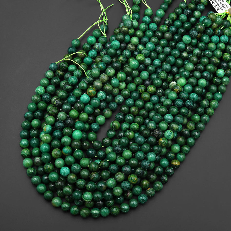 Natural African Green Jade Beads 4mm 6mm 8mm 10mm Smooth Round Gemstone Beads 15.5" Strand