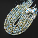 Large Natural Multicolor Aquamarine Faceted Rondelle Beads 9mm 10mm 11mm 12mm Rondelle A Grade Blue Green Yellow Real Aquamarine Gemstone 15.5" Strand