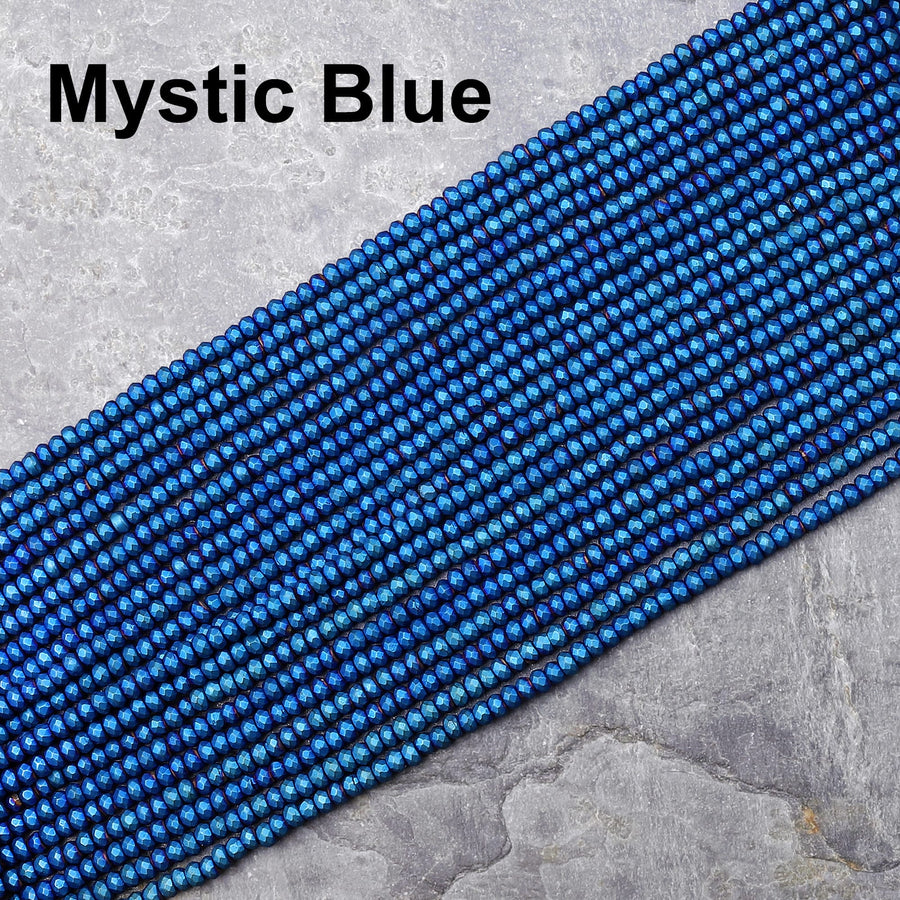 Matte 3mm Faceted Hematite Rondelle Beads 3x2mmTitanium Silver Gold Blue Bronze Champagne Gunmetal Black Colors 15.5" Strand