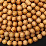 Real Natural Golden Sandalwood Beads 4mm 6mm 8mm 10mm 12mm 14mm Aromatic Pure Wood Great For Mala Prayer Meditation Therapy 15.5" Strand