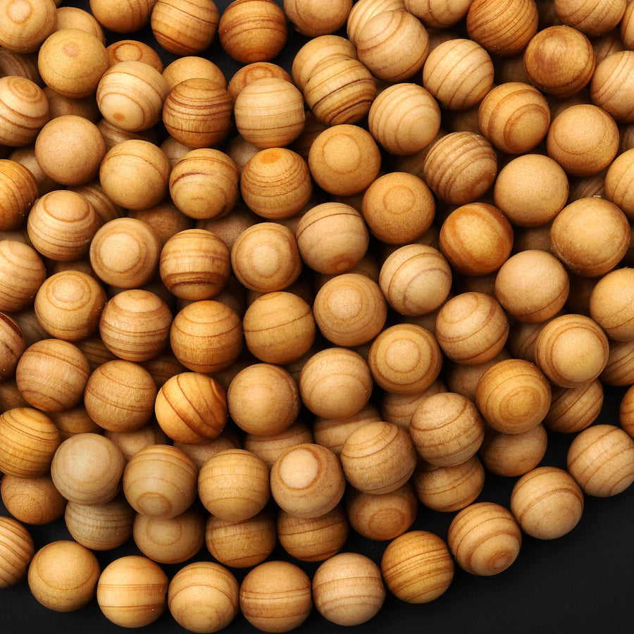 Real Natural Golden Sandalwood Beads 4mm 6mm 8mm 10mm 12mm 14mm Aromatic Pure Wood Great For Mala Prayer Meditation Therapy 15.5" Strand