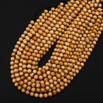 Real Natural Golden Sandalwood Beads 4mm 6mm 8mm 10mm 12mm 14mm Aromatic Pure Wood Great For Mala Prayer Meditation Therapy 15.5" Strand