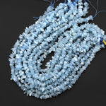 Raw Natural Aquamarine Beads Freeform Nuggets Hand Hammered Chiseled Blue Aquamarine Gemstone Organic Cut Blue Beryl 15.5" Strand