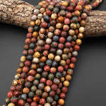 Matte Faceted Red Creek Jasper Beads 4mm 6mm 8mm 10mm Round Aka Multicolor Picasso Jasper 15.5" Strand