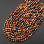 Matte Faceted Red Creek Jasper Beads 4mm 6mm 8mm 10mm Round Aka Multicolor Picasso Jasper 15.5" Strand