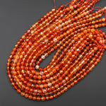 AAA Faceted Natural Fiery Orange Red Carnelian 4mm 6mm 8mm 10mm Round Beads Gemstone 15.5" Strand