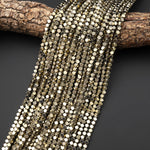 Titanium Pyrite 2mm 3mm 4mm 6mm Hexagon Square Cube Dice Beads High Quality Plain Cubes Sparkling Pyrite Natural Gemstone Beads 15.5" Strand