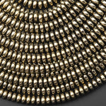 Titanium Pyrite 2mm 3mm 4mm 6mm 8mm Smooth Rondelle Heishi Beads 15.5" Strand