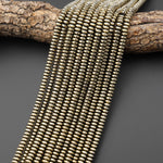 Titanium Pyrite 2mm 3mm 4mm 6mm 8mm Smooth Rondelle Heishi Beads 15.5" Strand