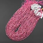 Genuine Natural Pink Red Ruby Faceted 2mm 3mm Gemstone Round Beads 15.5" Strand