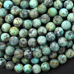 Matte Natural African Turquoise 4mm 6mm 8mm 10mm 12mm Round Beads  15.5" Strand