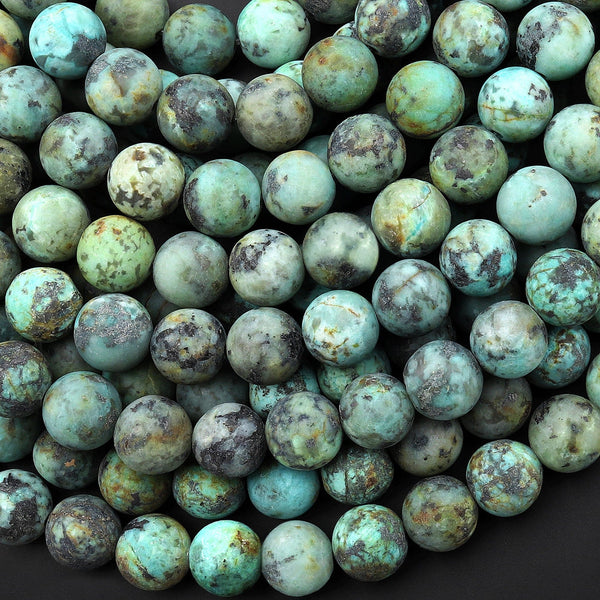 Matte Natural African Turquoise 4mm 6mm 8mm 10mm 12mm Round Beads  15.5" Strand