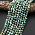 Matte Natural African Turquoise 4mm 6mm 8mm 10mm 12mm Round Beads  15.5" Strand