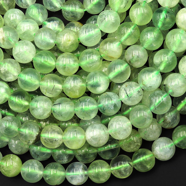 Natural Green Prehnite 4mm 5mm 6mm 8mm 10mm 12mm Smooth Round Beads 15.5" Strand